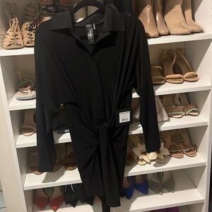 Norma Kamali Ty front shirt mini dress